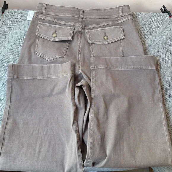 NWT SPANX 20312R Stretch Twill Cropped Wide Leg XL Tall in Almond Khaki Pants - Picture 11 of 11